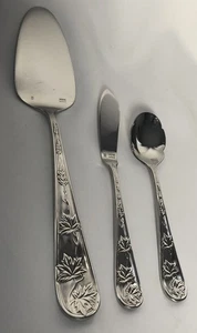 RETRONEU - TUILERIES - LEAF GARDEN - 3 SERVING PIECE SET - FLATWARE - SILVERWARE - Picture 1 of 10