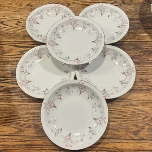 6 cuencos de cereal sopa vintage Meito China Japón "Lucille" con borde floral ¡PRÍSTINO!! - Imagen 1 de 11
