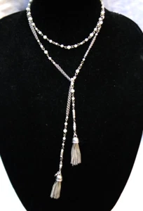 Brighton Charleston Silver & Pearl Tassel Long Necklace - Picture 1 of 3