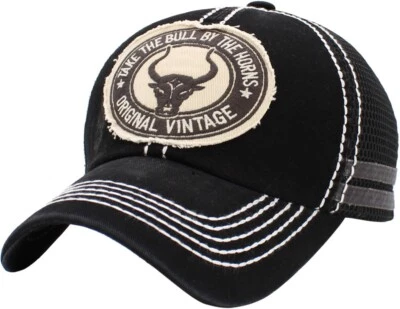 "Black 'Grab the Bull by the Horns' Adjustable Hat by KB Ethos" - Image 1 of 4