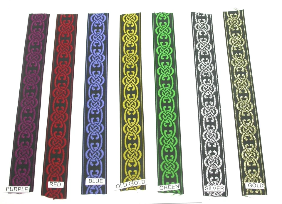 Cinta Jacquard Cadena Celta 1 1/2" (38 mm) Eslabón Largo Color Opciones 3 Yardas y Más Foto 1 de 1