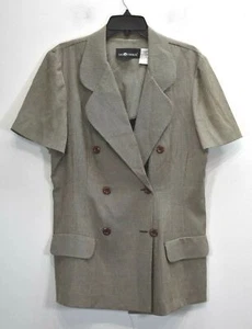 Sag Harbor Womens Gray Notch Lapel Short Sleeve Double Breasted Blazer Jacket 14 - Picture 1 of 7