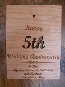 Personalisierte Holzkarte 5. Hochzeitstag: Geschenk - Bild 1 von 4