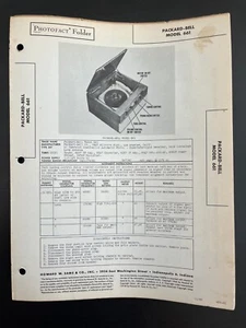 SAMS PHOTOFACT SERVICE MANUAL 8-25 PACKARD-BELL RADIO PHONO MODEL 661  - Picture 1 of 1