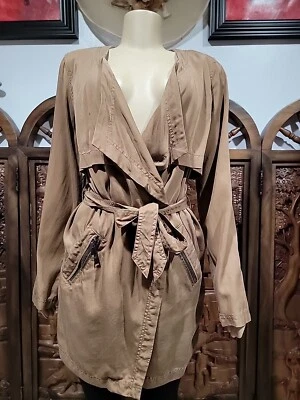 Chaqueta de trinchera Anthropologie Cartonnier Vimicon envolvente ligera talla M marrón #R1 Foto 1 de 4