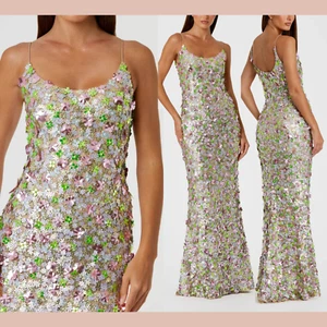 NWT MAC DUGGAL [ 10 ] 6153 Sleeveless Floral Paillette Embellish Mesh Gown S1941 - Picture 1 of 11