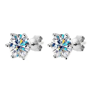 1ct D Color VVS1 Round Moissanite Women's Stud Earrings 925 Sterling Silver GRA - Picture 1 of 12