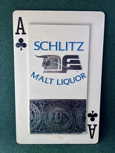 Vintage 70er Jahre Schlitz Bier Malz Schnaps Hartplastik Schild Ace of Clubs - Bild 1 von 6