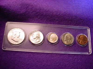 1948-D 5 COIN DENVER MINT SET GREAT COINS 90% SILVER--5 BU COINS! #62 - Picture 1 of 8