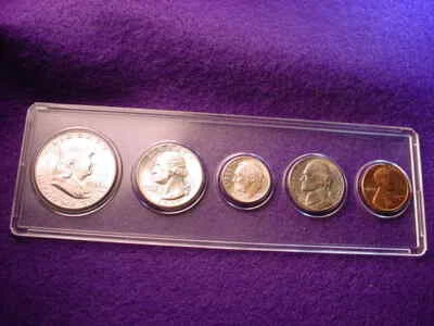 1948-D  5 COIN DENVER MINT SET GREAT COINS 90% SILVER--5 BU COINS!    #62 - Image 1 of 4