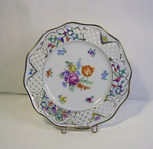 Vintage Schumann PORCELAIN LACE GOLD RIMMED FLOWER PLATE Bavaria - Picture 1 of 5