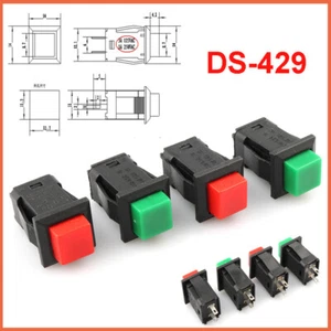 Square Push Button Switch Latching Momentary On/Off SPST 2 Pin Red Green DS-429 - Picture 1 of 11