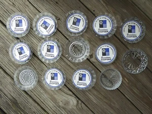 Lot of 14 Vintage Assorted Clear Glass Coasters w Dennison Copier Mats Inserts - Bild 1 von 9