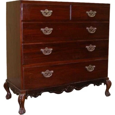 Cajonera antigua anglo india de palisandro, caoba sobre soporte siglo XVIII Foto 1 de 4