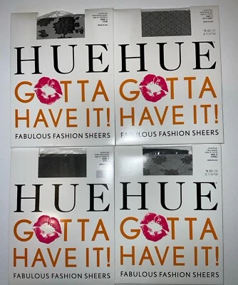 Nuevo en Paquete Lote 4 Pares HUE Tengo que tenerlo! Pantimedias de moda Sheers Control Top talla 2 Foto 1 de 4