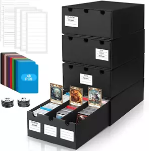 Trading Card Storage Box,18000+ Cardboard Storage Box with 60 Dividers,Label&Tap - Picture 1 of 12