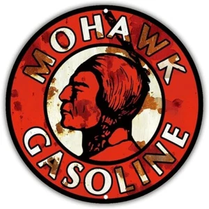 GAS Oil Rustic Sign Rustic Metal 12' RETRO Garage Man Cave MOHAWK INDIAN GAS - Picture 1 of 2