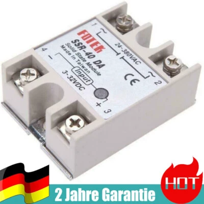 Solid State Relais 3-32V DC 40A Ausgang 24-380V AC Modul Schützsteuerung Metall - Bild 1 von 4