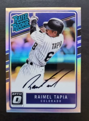2017 Donruss Optic Raimel Tapia Rated Rookie Holo Prizm Auto 145/150 Rockies - Image 1 of 2