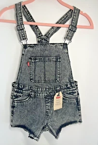 Levi's Girls' Jean Shortalls Distressed Acid Washed Black Demin Reg. 10 Kids NWT - Picture 1 of 9