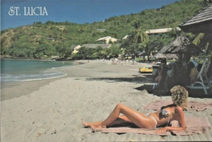Vintage Postcard ST. LUCIA W.I. 1993 Jack's Beach LeSport Posted/2 Stamps/Msg - Picture 1 of 2