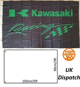 Kawasaki Rennflagge 3x5 Fuß Werkstatt Garage Banner Mankave Yamaha KTM Ninja Honda - Bild 1 von 2