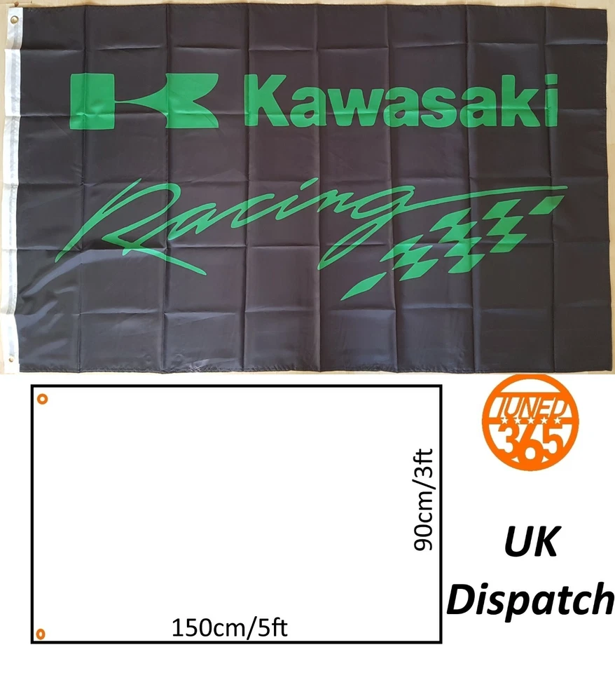 Bandera de garaje de taller Kawasaki bandera de carreras 3x5 ft mancave Yamaha KTM Ninja Honda Foto 1 de 2