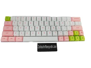 Skylong RGB Gaming Tastatur SK64 ENGLISCH+3 Keycaps+Werkzeug weiß/rosa - Bild 1 von 5