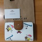 Snoopy Coach Wallet in White, 9cm x 13cm x 3cm, Unused with Accessories Japan