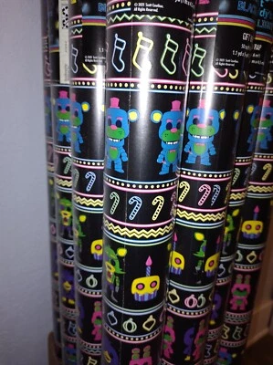 Funko Five Nights at Freddy's FNAF Black Light Christmas Wrapping Paper Giftwrap - Image 1 of 2