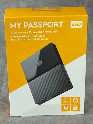 WD My Passport 1TB Black Portable Hard Drive - WDBYNN0010BBK-WESN - Image 1 of 4