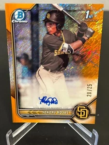 2022 Bowman Chrome Yendry Rojas 1st Bowman Chrome Orange Shimmer Auto /25 B777 - Picture 1 of 2