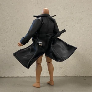 1/12 Scale Sodier Wired Black Faux Leather Trench Coat for 6" Figure - Picture 1 of 4