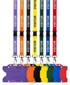 Lanyard Card Holder Breakaway Visitor Neck Strap Metal Clip ID Badge Pass Combo - Picture 1 of 50