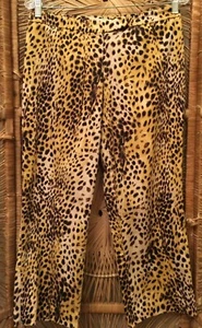 Cache Womens Capri's Crops Size 8 Brown Animal Print Front Zip Closer Zipper Hem - Picture 1 of 7