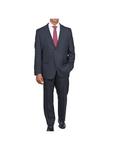 Traje de 2 piezas con pantalones plisados Private Label negro liso calce regular 100 % lana - Imagen 1 de 5