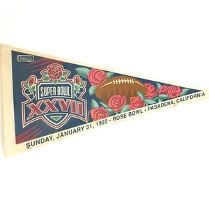 Vintage 28" Felt SUPER BOWL 27 XXVII Pennant, Rose Bowl, Pasadena, 1993 - Picture 1 of 8