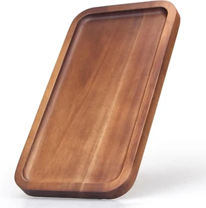 Small Wooden Platters Rectangle Long Charcuterie Boards Acacia Wood Serving Tray - Picture 1 of 7