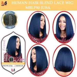 TT1B/GREY BOBBI BOSS MBLF90 JUBA SWISS LACE FRONT HUMAN HAIR BLEND WIG - Picture 1 of 1