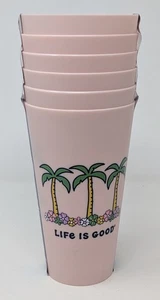 Life Is Good 6 pezzi bicchieri da esterno rosa palma 34 oz tazze di plastica nuovi - Foto 1 di 3