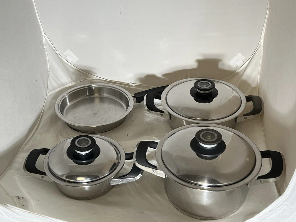 AMC Kochtopf Set 13 tlg. Pfannen, Bräter, Kochtöpfe mit Deckel. Edelstahl - Bild 1 von 2