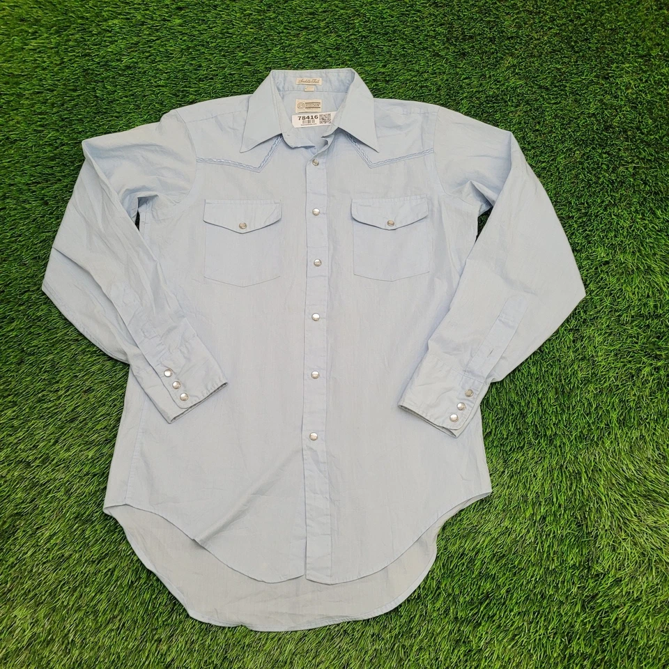 Vintage 80s Stetson Cowboy Pearl Snap Shirt M/L 16 / 35 USA Made - Image 1 of 4