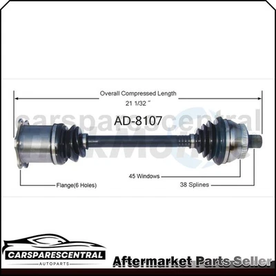 Eixo articulado CV dianteiro esquerdo do lado do motorista para 2001-2005 Audi Allroad Quattro 2.7L - Imagem 1 de 3