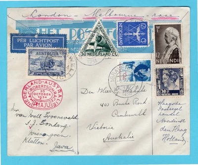 NETHERLANDS EAST INDIES McRobertson air cover 1934 The Hague, Djokja, Australia - Image 1 of 2