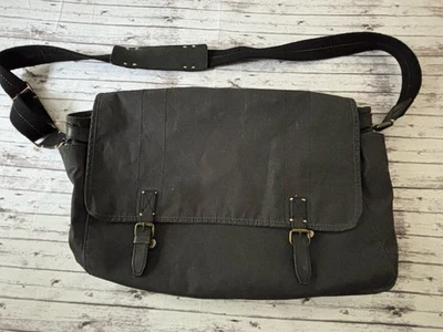 J Crew Canvas and Leather Abingdon Messenger Bag Distressed Gray 90s - Image 1 of 4