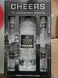 THREE SIXTY VODKA 3 L  Inklusive 4 Gläser und OVP - Bild 1 von 3