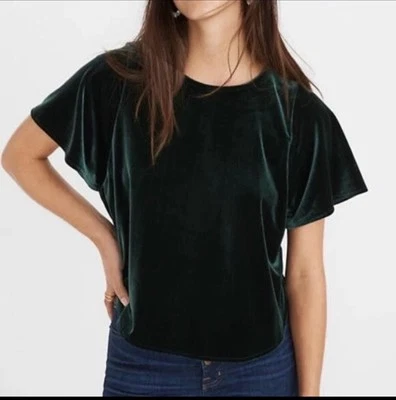 Top MADEWELL Terciopelo Negro Dobladillo Tulipán Mediano Mezcla Seda Relajado Drapeado Lujo Nuevo Foto 1 de 4
