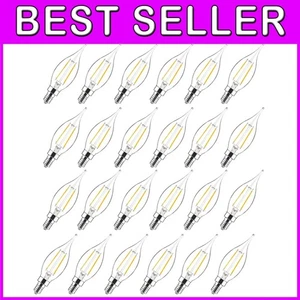 CA10 Flame Tip Dimmable LED Candelabra Bulbs - 450 Lumens Soft White, 24 Pack - Picture 1 of 9
