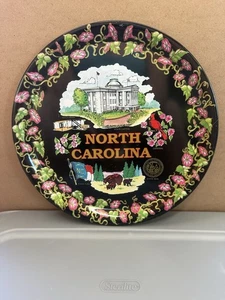 North Carolina Vintage Souvenir Tablett Hergestellt in Japan 13" Durchmesser GC Historisch - Bild 1 von 9