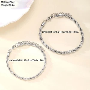2Pcs Versatile Twisted Rope Chain Couple Bracelets Fashion Simple Bracelet Gift - Picture 1 of 6